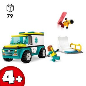 City Rettungswagen und Snowboarder